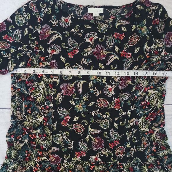 J.Jill Size XS Floral Peplum Hem Long Sleeve Tunic Top 100% Rayon Office - Picture 7 of 10